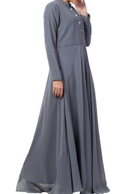 Abaya Length Dress For Muslim Woman In Dual Layer Made In kashibo Matte And Fine Georgette Fabrics 6
