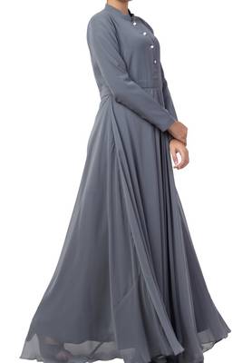 Abaya Length Dress For Muslim Woman In Dual Layer Made In kashibo Matte And Fine Georgette Fabrics 7