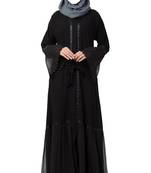 Front Open Abaya Dress With Lace Work And Layers Of Georgette