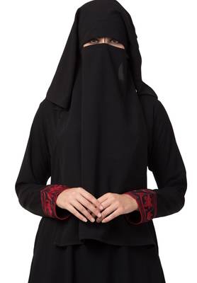Black Naqaab For Any Abaya Made In Nida Matte And Fine Georgette Fabrics 1