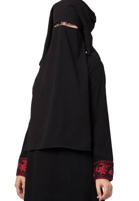 Black Naqaab For Any Abaya Made In Nida Matte And Fine Georgette Fabrics 2