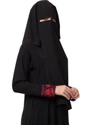 Black Naqaab For Any Abaya Made In Nida Matte And Fine Georgette Fabrics 3
