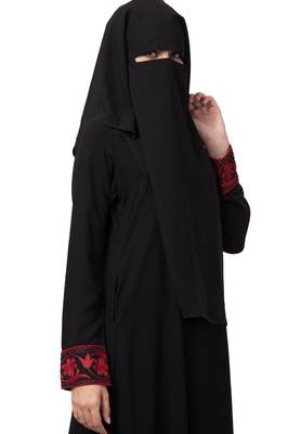 Black Naqaab For Any Abaya Made In Nida Matte And Fine Georgette Fabrics 4