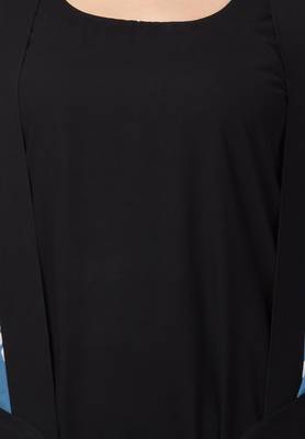 Dual Layer Abaya Dress With Printed Shrug Attached 8