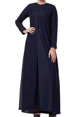 Abaya Like Dress In Dual Layer Made In Nida Matte And Net Fabrics 1