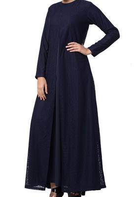 Abaya Like Dress In Dual Layer Made In Nida Matte And Net Fabrics 3
