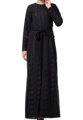 Abaya Like Dress In Dual Layer Made In Nida Matte And Net Fabrics 2