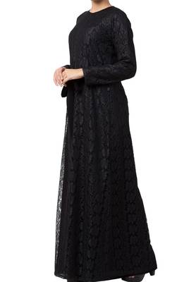 Abaya Like Dress In Dual Layer Made In Nida Matte And Net Fabrics 3