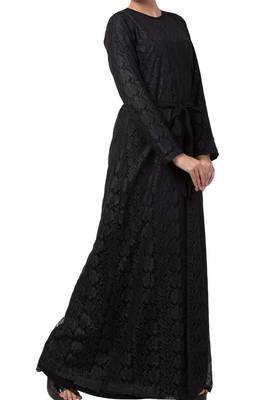 Abaya Like Dress In Dual Layer Made In Nida Matte And Net Fabrics 5