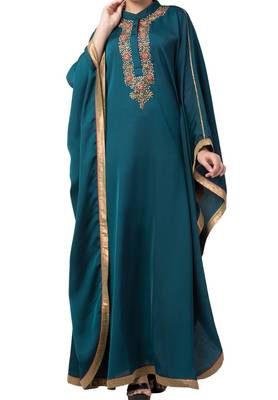 Royal Nida Kaftan Dress With Dabka Work For Special Occassions 2