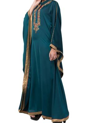 Royal Nida Kaftan Dress With Dabka Work For Special Occassions 4