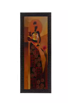Tribal Woman With Vase Satin Matt Texture UV Art Painting