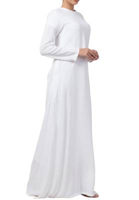 White Rayon Plain Abaya  7