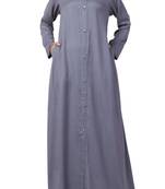Grey Rayon Plain Abaya