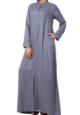 Grey Rayon Plain Abaya 2