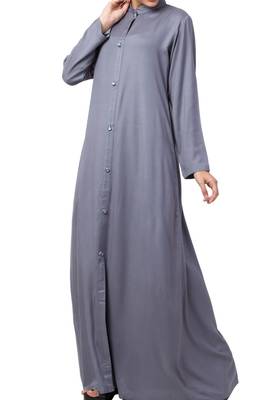 Grey Rayon Plain Abaya 3