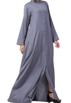Grey Rayon Plain Abaya 4