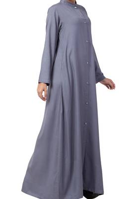 Grey Rayon Plain Abaya 5