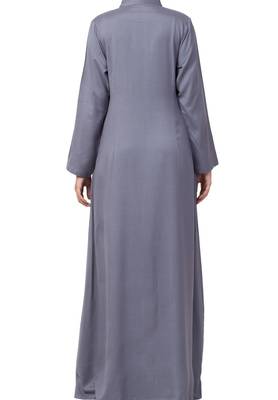 Grey Rayon Plain Abaya 6