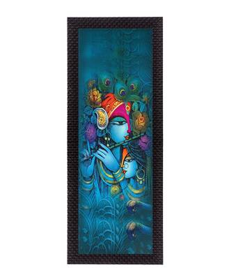 Lord Krishna In Blue Satin Matt Texture UV Art Painting 1