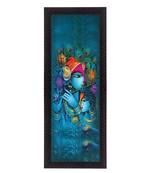 Lord Krishna In Blue Satin Matt Texture UV Art Painting