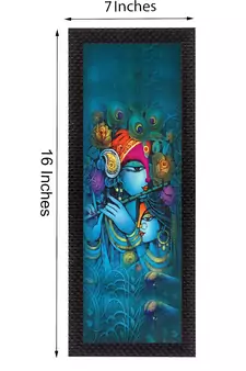 Lord Krishna In Blue Satin Matt Texture UV Art Painting