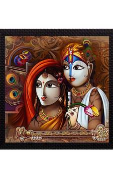 Divine Krishna Radha Satin Matt Texture UV Art Painting