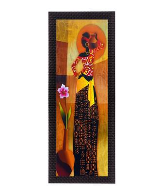 Tribal Woman Posing Satin Matt Texture UV Art Painting 1