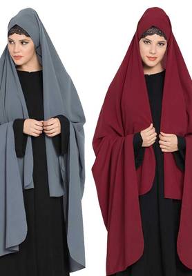 Irani Chadartwo Pieces Combo-Rida Hijab With Detachable Nose Piece-Made In kashibo Matt 2