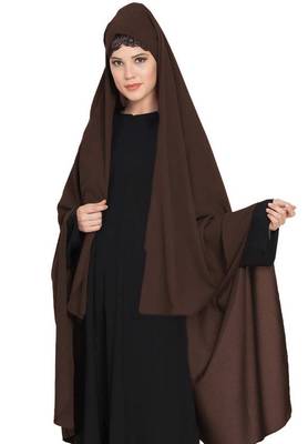 Irani Chadar -Rida Hijab With Detachable Nose Piece-Made In kashibo Matt-Brown 2