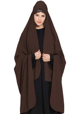 Irani Chadar -Rida Hijab With Detachable Nose Piece-Made In kashibo Matt-Brown 3