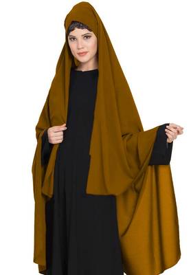 Irani Chadar -Rida Hijab With Detachable Nose Piece-Made In Nida Matt-Golden Brown 2