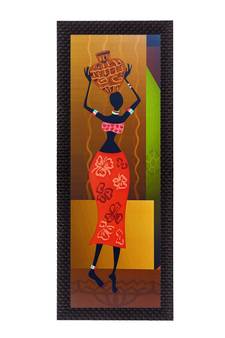 Tribal Woman With Vase Satin Matt Texture UV Art Painting