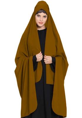 Irani Chadar -Rida Hijab With Detachable Nose Piece-Made In Nida Matt-Golden Brown 3