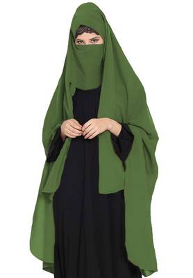 Irani Chadar -Rida Hijab With Detachable Nose Piece-Made In kashibo Matt-Jade Green 1