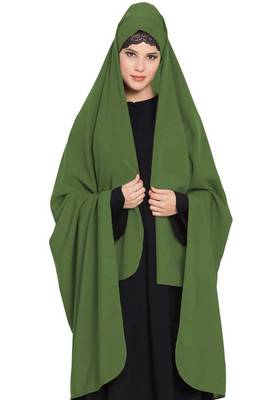 Irani Chadar -Rida Hijab With Detachable Nose Piece-Made In kashibo Matt-Jade Green 3