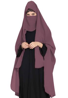 Irani Chadar -Rida Hijab With Detachable Nose Piece-Made In Nida Matt-Puce Pink 1