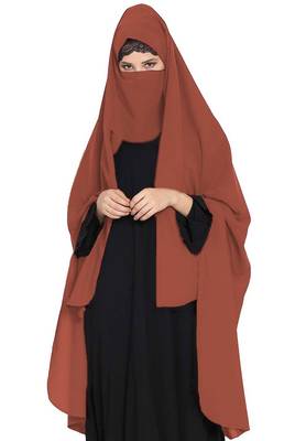 Irani Chadar -Rida Hijab With Detachable Nose Piece-Made In kashibo Matt-Rust 1
