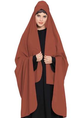 Irani Chadar -Rida Hijab With Detachable Nose Piece-Made In kashibo Matt-Rust 3