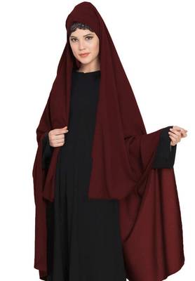 Irani Chadar -Rida Hijab With Detachable Nose Piece-Made In kashibo Matt-Wine 2