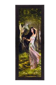 Bird and Woman Satin Matt Texture UV Art Painting