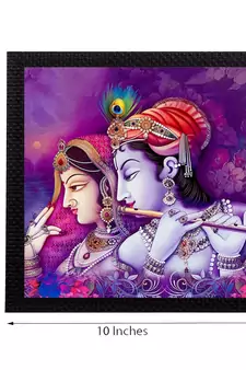 Purple Radha Krishna Satin Matt Texture UV Art Painting