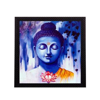 Lord Buddha In Blue Satin Matt Texture UV Art Painting 1