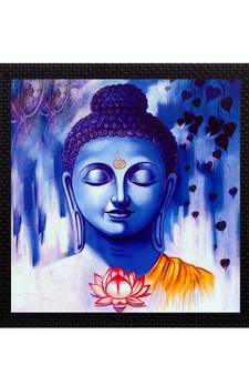 Lord Buddha In Blue Satin Matt Texture UV Art Painting