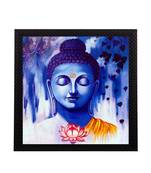 Lord Buddha In Blue Satin Matt Texture UV Art Painting