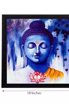 Lord Buddha In Blue Satin Matt Texture UV Art Painting