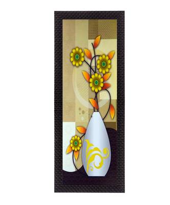 Botanical Yellow Floral Satin Matt Texture UV Art Painting 1