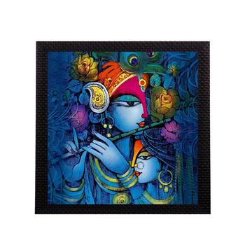 Blue Lord Krishna Satin Matt Texture UV Art Painting 1