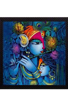 Blue Lord Krishna Satin Matt Texture UV Art Painting