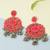 Handwoven Pink Orange Beads Afghan Design Silver Plated Brass Multi Jhumka Earrings